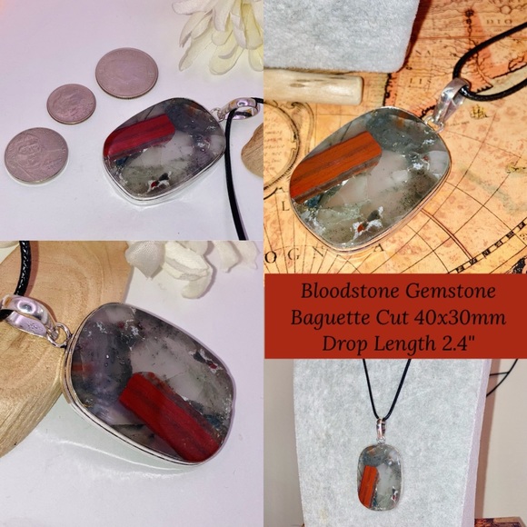 SUBLIME Bloodstone Gemstone Handmade Pendant - Picture 3 of 4